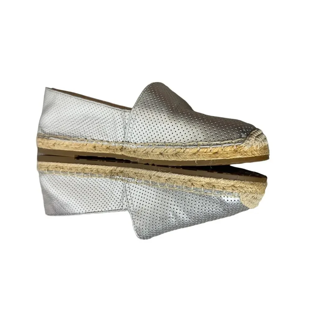 Kate Spade Gianna perforated silver espadrilles sz 7.5